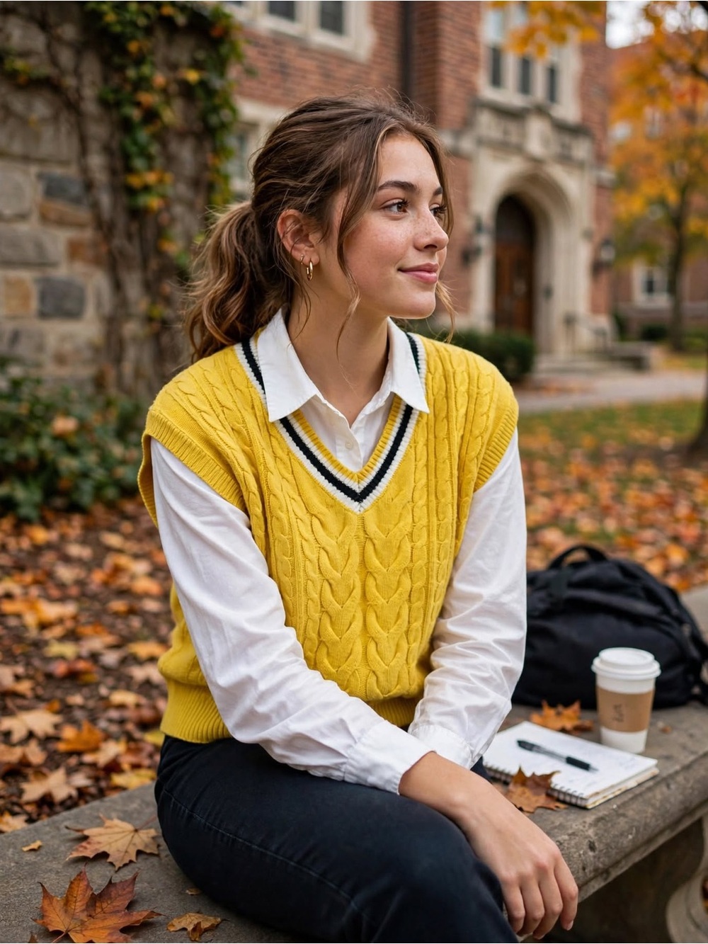 Wild Fable XS Yellow Cable Knit Sweater Vest - Varsity Preppy V-Neck Crop - Targ